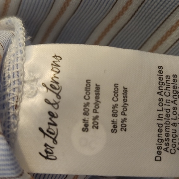 For Love & Lemons  Button Shirt Size Small Striped Cotton Blend Blue NWT NEW - Picture 7 of 9